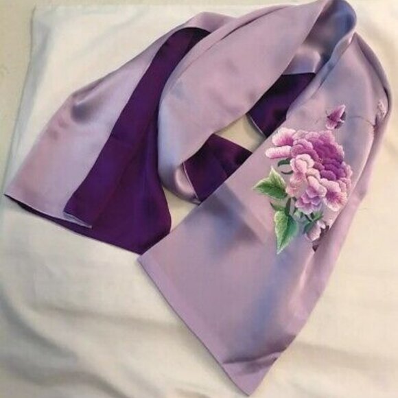 Vintage Silk Suzhou Shu Chinese Hand Embroidered Scarf, New - Picture 4 of 5